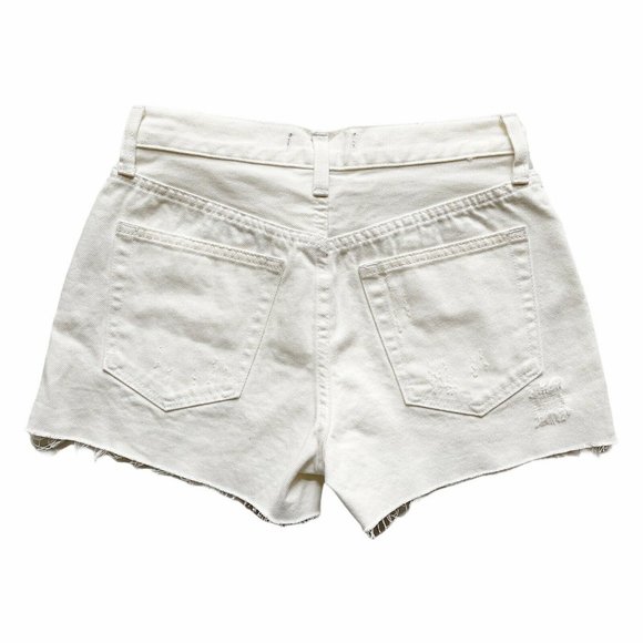 We The Free By Free People Sophia White Distressed Denim Shorts Size 26 - Picture 3 of 6